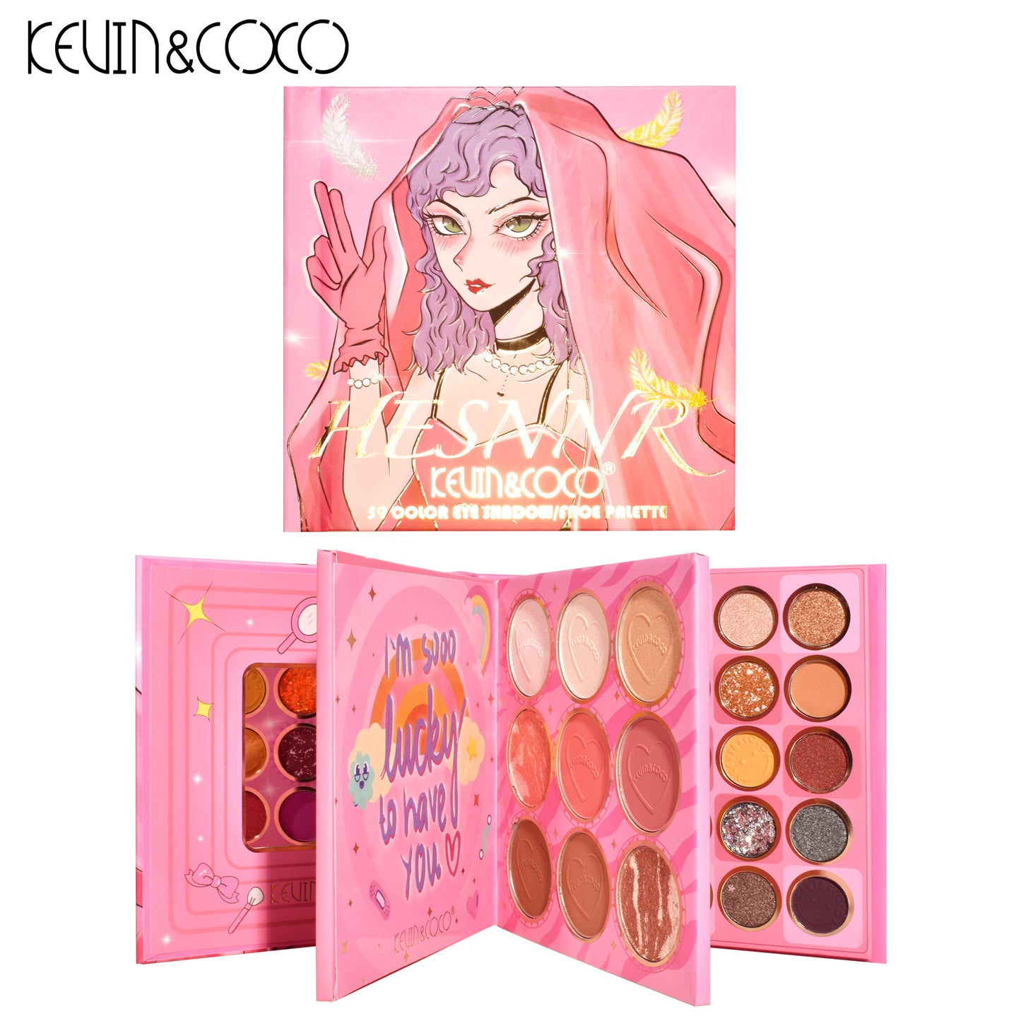 KEVIN & COCO - 59 Colors Pink Gauze Skirt Eyeshadow Paperback Palette