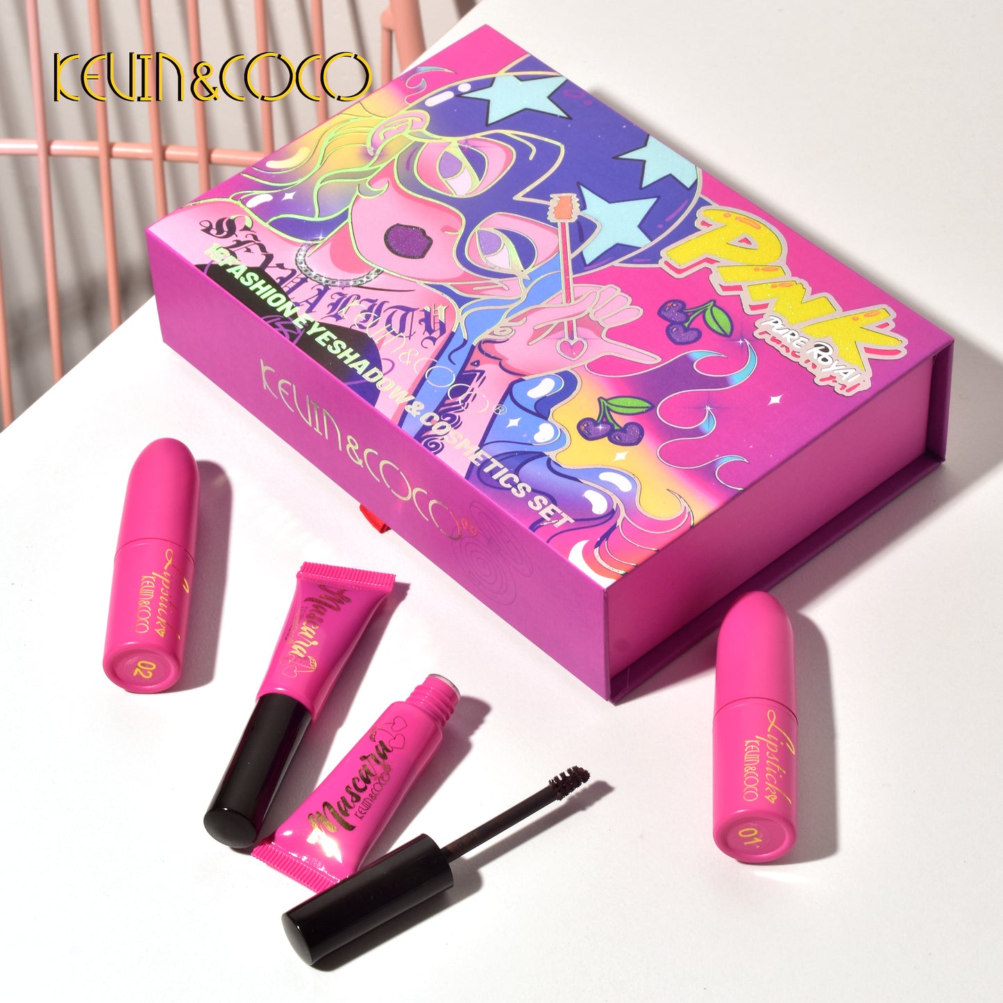 KEVIN & COCO - 15 Colors Rose Red Double Drawer Style Eyeshadow Palette Set
