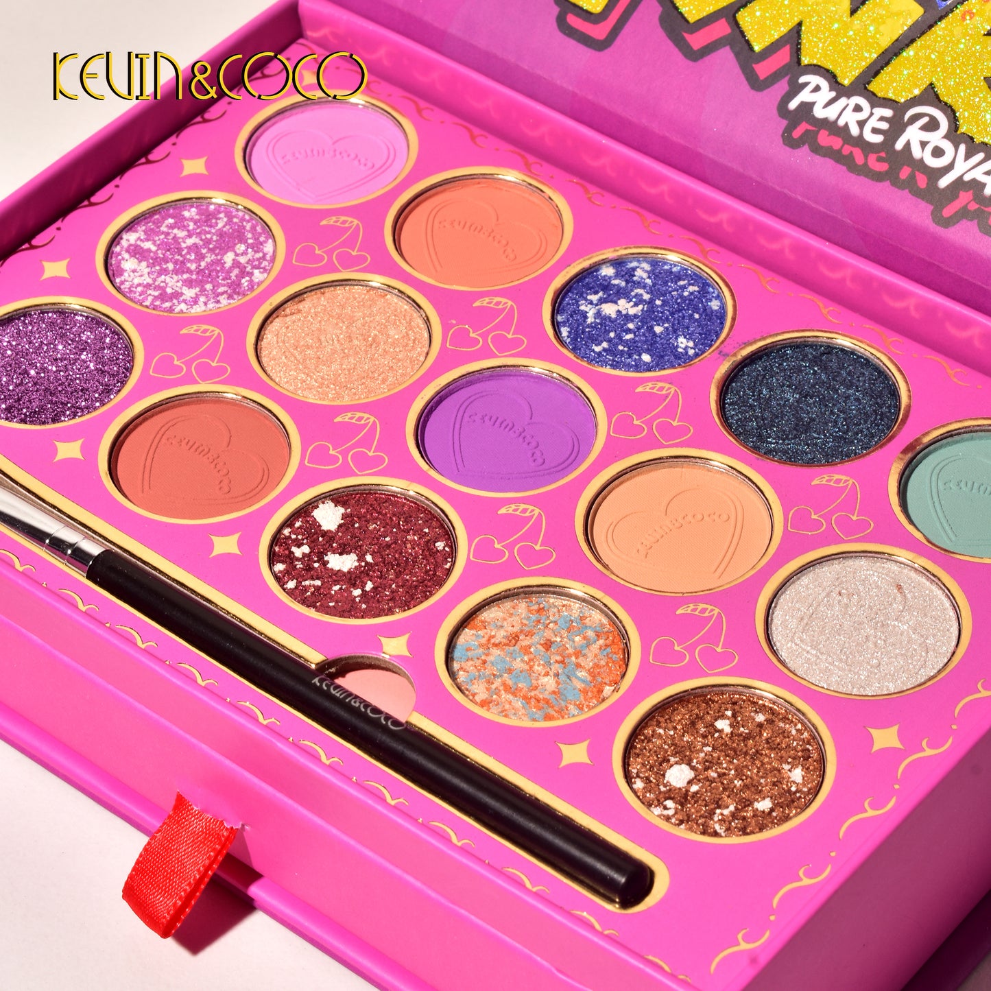 KEVIN & COCO - 15 Colors Rose Red Double Drawer Style Eyeshadow Palette Set