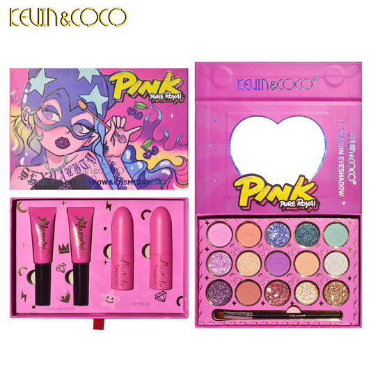 KEVIN & COCO - 15 Colors Rose Red Double Drawer Style Eyeshadow Palette Set