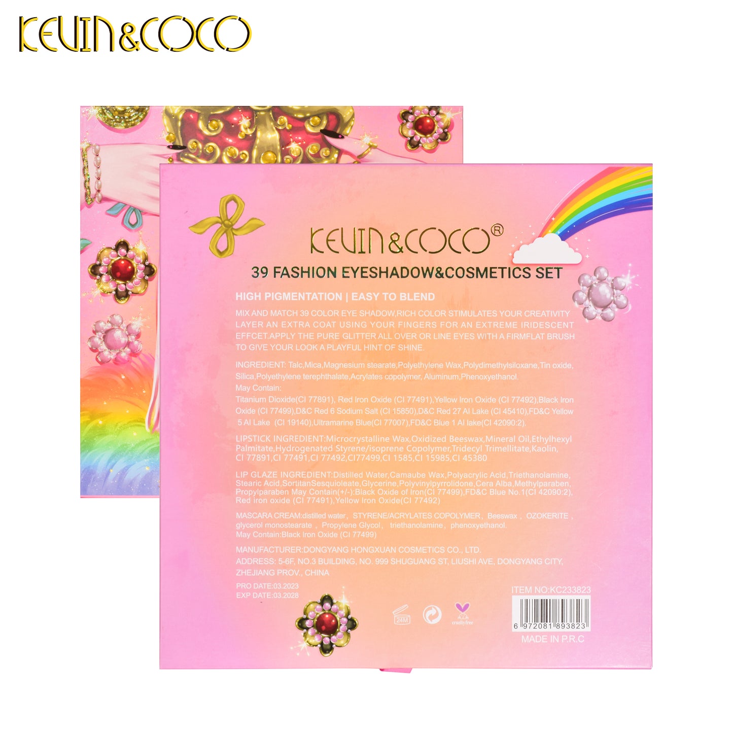 KEVIN & COCO - 43 Colors Crown Queen with Double Drawer and Cosmetic Set