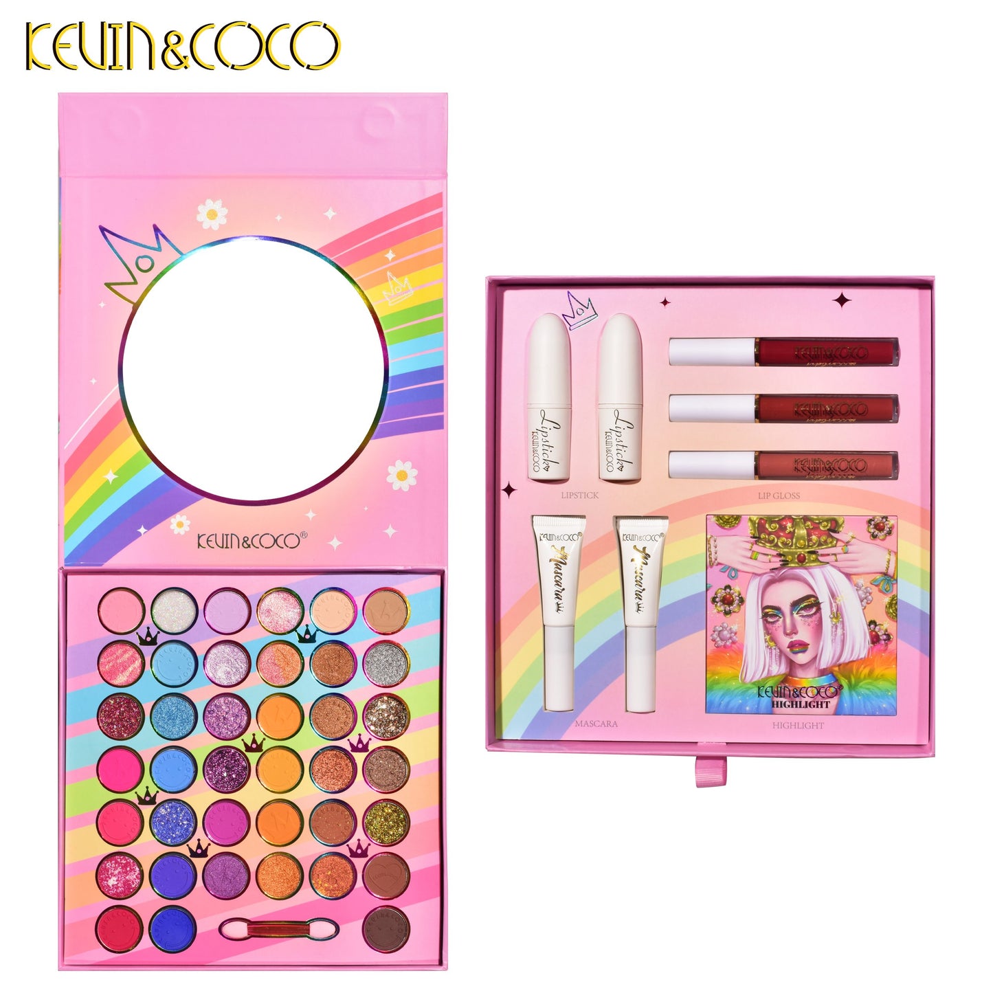 KEVIN & COCO - 43 Colors Crown Queen with Double Drawer and Cosmetic Set