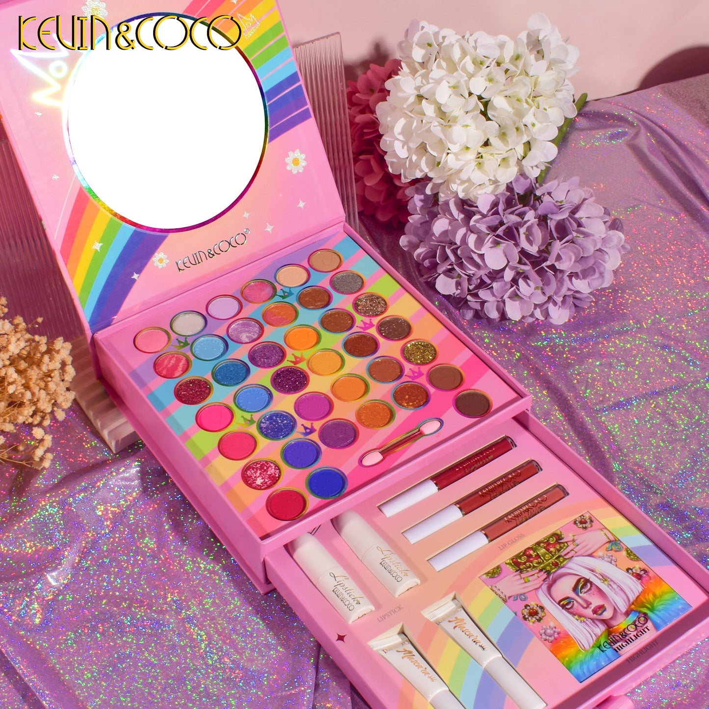 KEVIN & COCO - 43 Colors Crown Queen with Double Drawer and Cosmetic Set