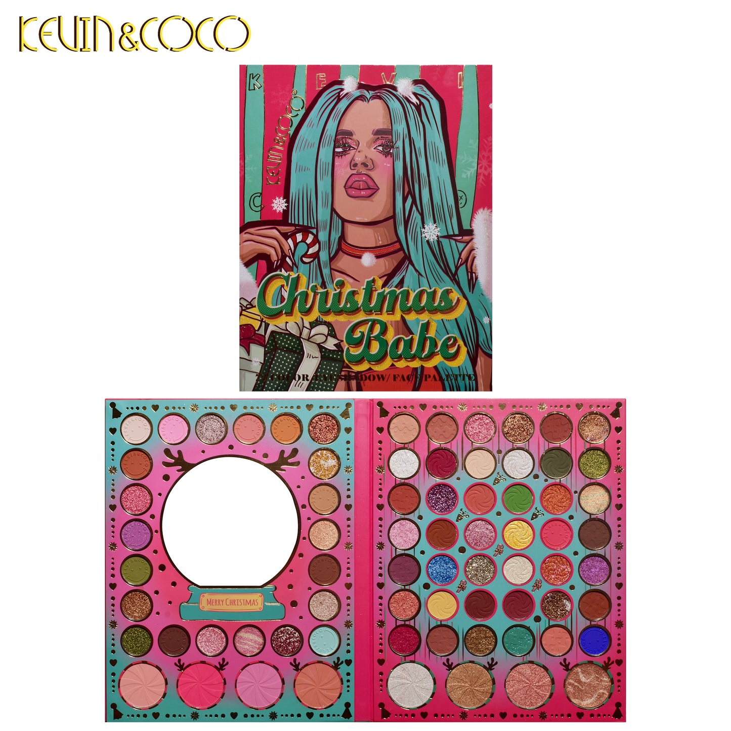 KEVIN & COCO - 72 Colors Christmas Green Bubble Eyeshadow Palette
