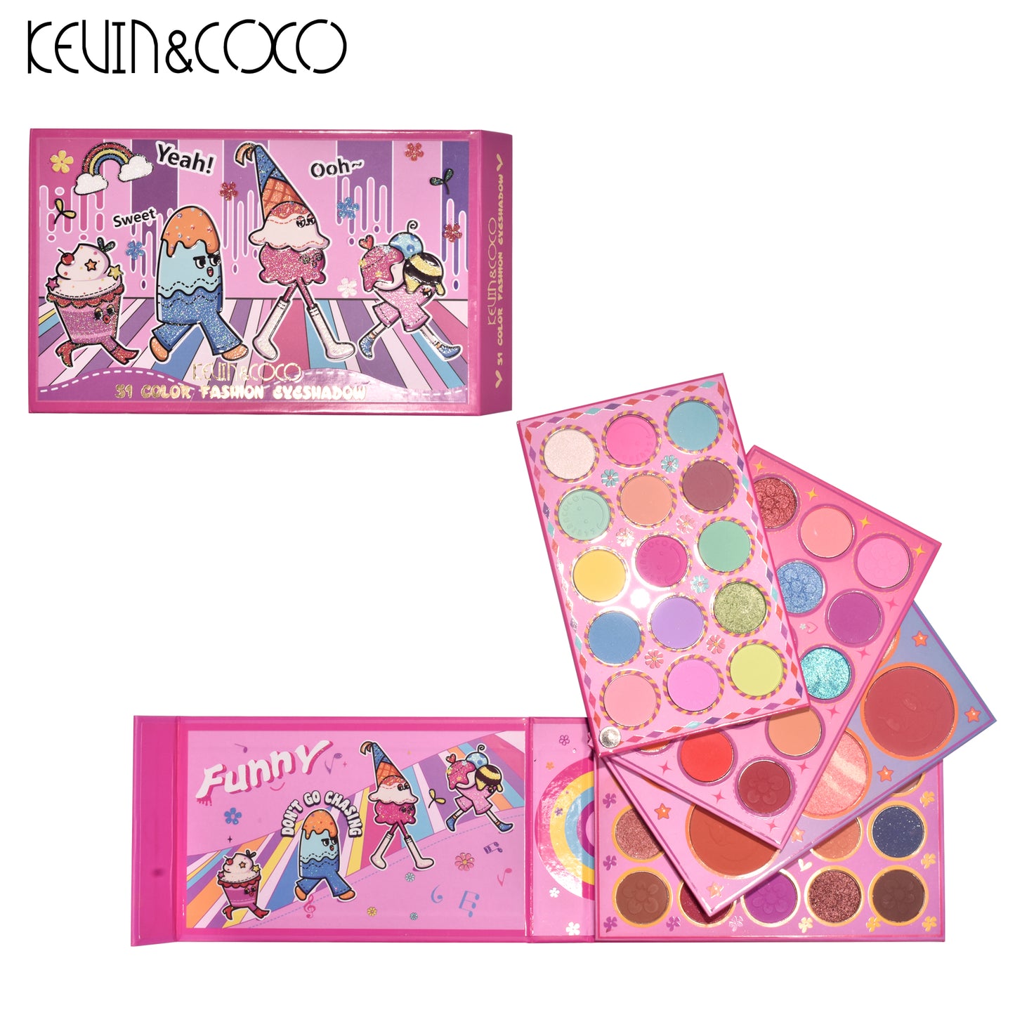 KEVIN & COCO - 51 Colors Rotatable Colorful Piano Key Ice Cream Eyeshadow Palette